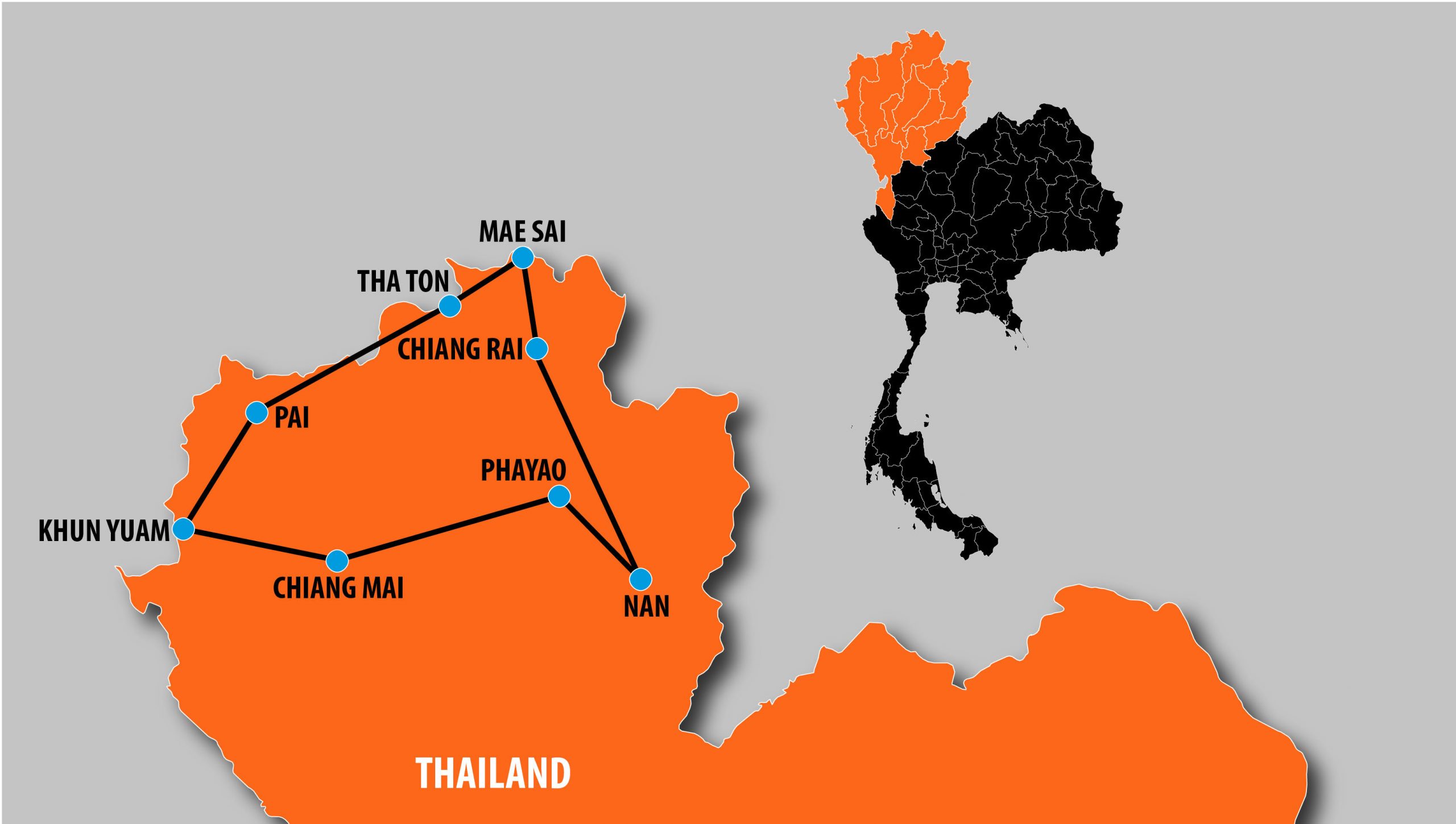 Map of Towards the Sun 10 Day Ride in Thailand