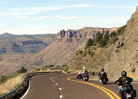 Orange & Black tour group on Legends of the West motorcycle tour