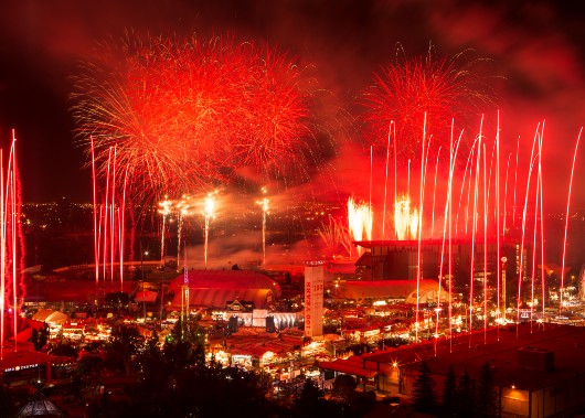Calgary Stampede on orange & Black Canadian Rockies motorcycle tour
