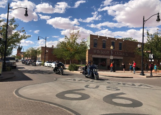 riding through Williams on Orange & Black route 66 Hemi