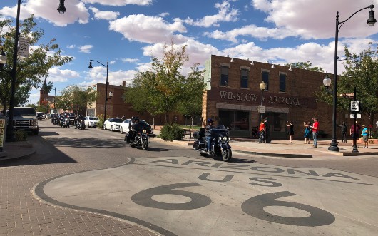 Riding across the corner in Winslow Arizona