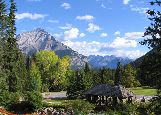 Banff in Alberta on Orange & Black motorcycle tour of Canada