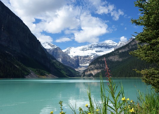 Lake Louise on Orange & Black motorcycle tour