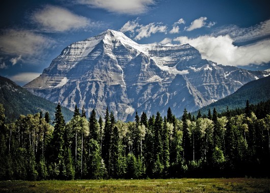 Mount Robson on orange & Black motorcycle tour of Canada