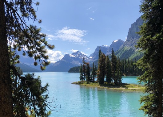 View of Spirit Island on Maligne Lake