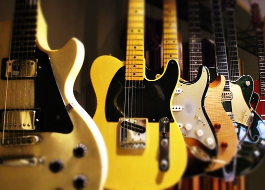 Guitars on a rack in Nashville